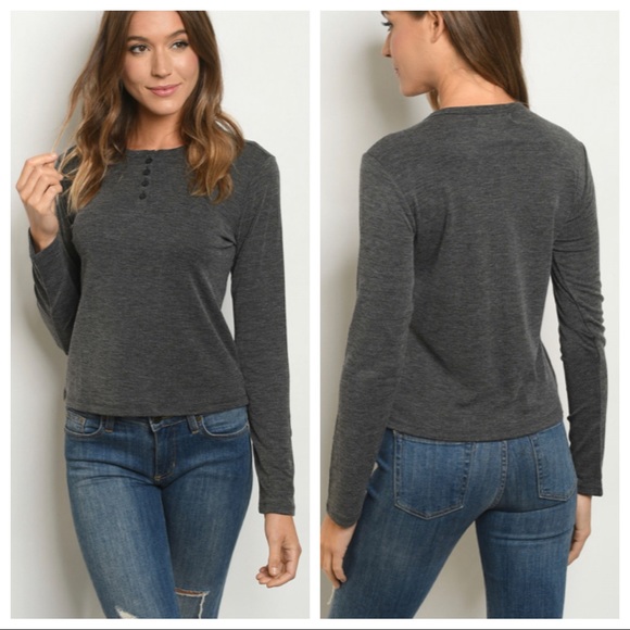 Tops - Charcoal Grey Long Sleeve Top